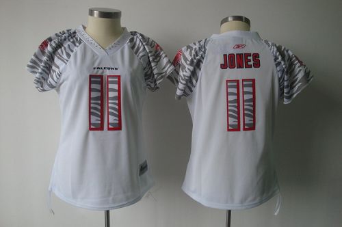 Falcons #11 Julio Jones White Women's Zebra Field Flirt Stitched NFL Jersey
